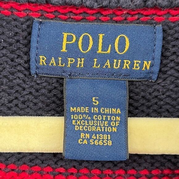 Ralph Lauren Striped Cotton Interlock Pullover Boys size 5 red navy blue stripe - Picture 12 of 12